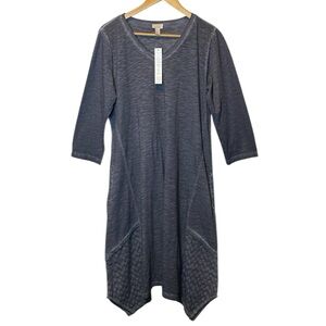 LOGO By Lori Goldstein Dress Women’s Medium Gray Lagenlook Asymmetrical Hem Midi